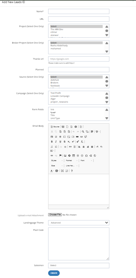 Add New Lead ID Form